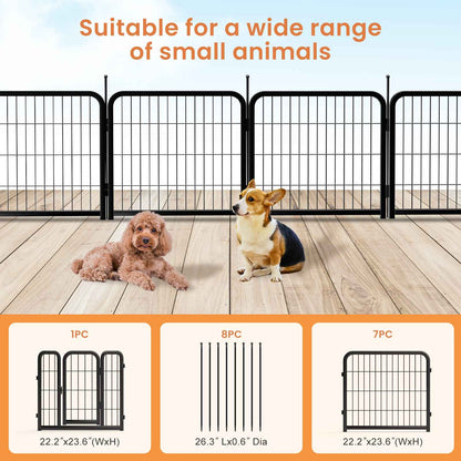 8-Panel Dog Fence - 24" Portable Indoor/Outdoor Pet Pen