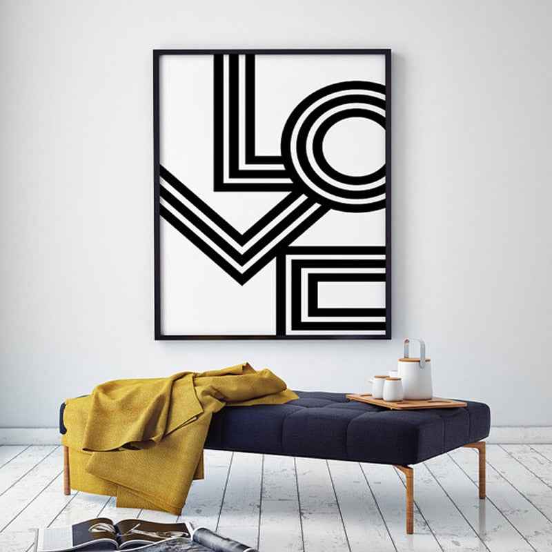 LOVE Wall Art Minimalist Print Geometric Love Poster Modern Canvas Art Painting Wall Pictures For Bedroom Decor No Frame