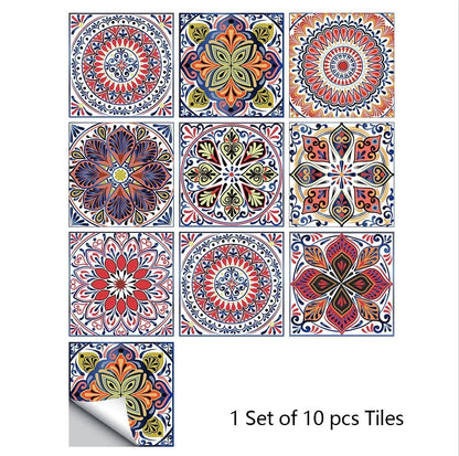 10 Piece Set Of Datura Mosaic Small Flower Imitation Ceramic Tile Wall Sticker - Shello's Creative Boutique