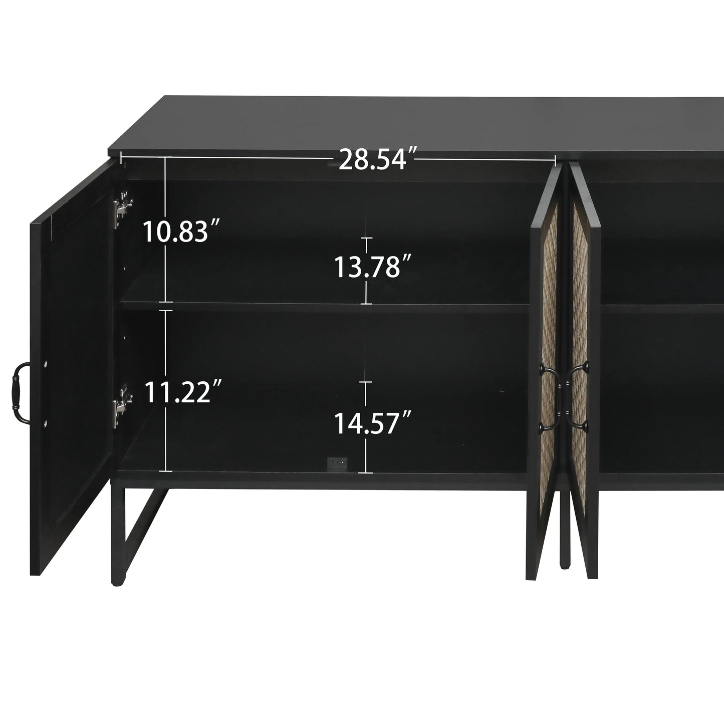 Rattan 4-Door Sideboard , Sideboard Buffet Storage Cabinet,Accent Storage Cabinet , Large Cabinet With 4 Rattan Decorated Doors - Shello's Creative Boutique