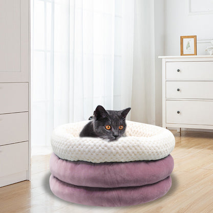 Winter Pet Deep Sleep Bed Semi-Enclosed Round Ice Velvet Pet Bed Comfortable Soft Warm Cat Bed Dog Bed eprolo