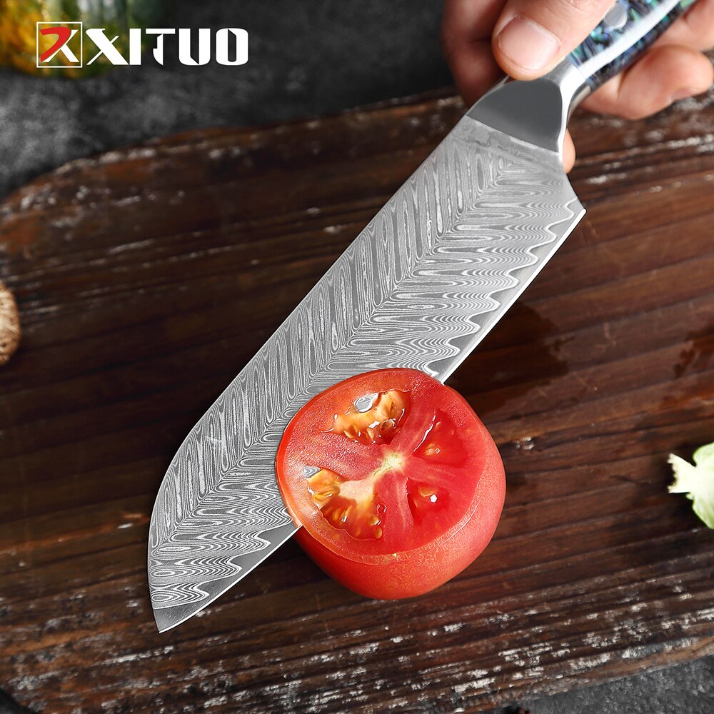 XITUO Damascus Steel knife Set Kitchen Cooking Tools Chef Knife Japanese Santoku Knives Boning knife Exquisite Shell Handle eprolo