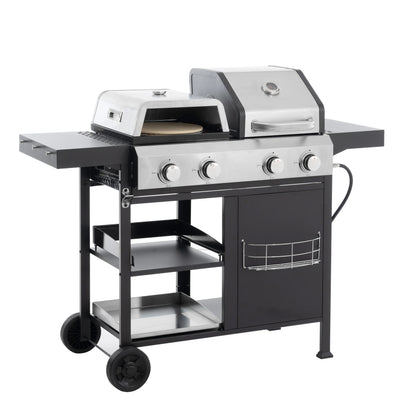 2+2 multifunctional gas barbecue grill and covered grill combination for outdoor cooking - barbecue, barbecue, pizza. - Shello's Creative Boutique