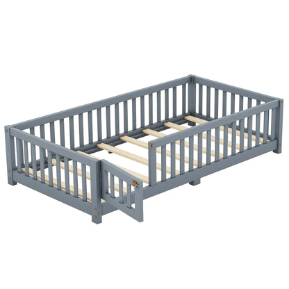 Twin Size Floor Bed with Safety Guardrails & Door – Secure, Stylish, and Fun - Shello's Creative Boutique