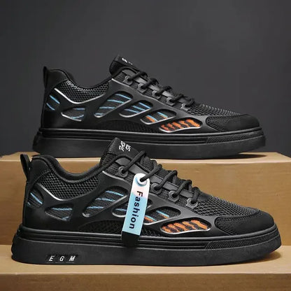 Breathable mesh shoes men's small white shoes thick soled sports and leisure board shoes - Shello's Creative Boutique