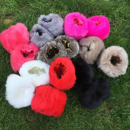 Luxe Winter Wrist Gloves – Faux Rabbit Fur with Oversized Sleeves - Shello's Creative Boutique