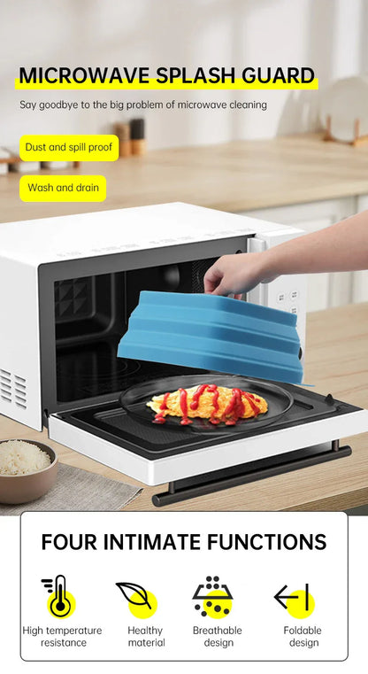 Microwave Oven Anti Spluttering Lid Collapsible Silicone Microwave Food Cover with Plate Microwave Cover lids - Shello's Creative Boutique