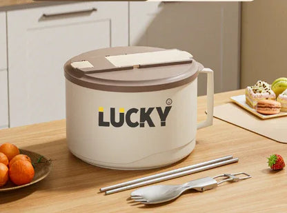 Large capacity 316 stainless steel anti-scalding drainable instant noodle bowl with cutlery lunch box - Shello's Creative Boutique