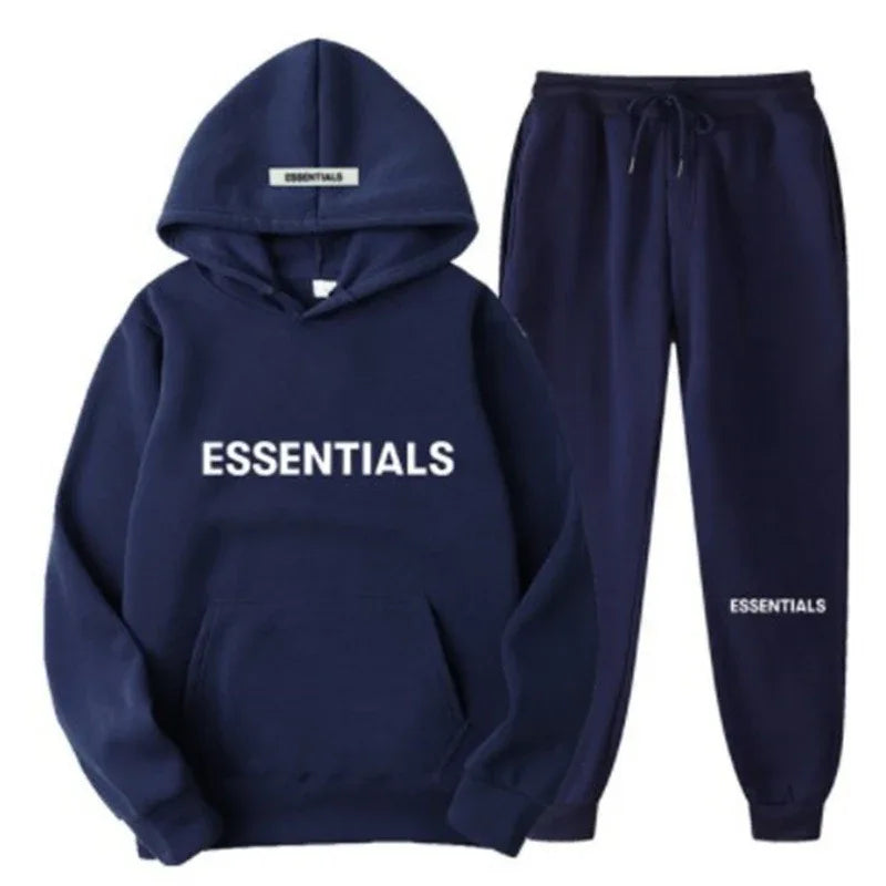 FEAR OF GOD ESSENTIALS Couple Suit Men's and Women's Double Line Hoodie High Street Fashion Brand Autumn and Winter Two piece Set - Shello's Creative Boutique