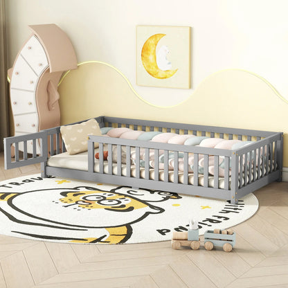 Twin Size Floor Bed with Safety Guardrails & Door – Secure, Stylish, and Fun - Shello's Creative Boutique