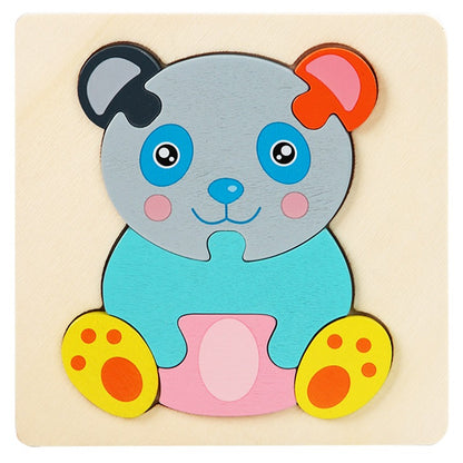 Wooden Small Puzzle Young Children Early Education Puzzle Card Buckle Three-Dimensional Animal Cartoon Shape Matching Puzzle Board Toys eprolo