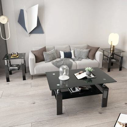 Set of 2 Modern Tempered Glass Tables – Sleek & Functional Living Room Accent - Shello's Creative Boutique
