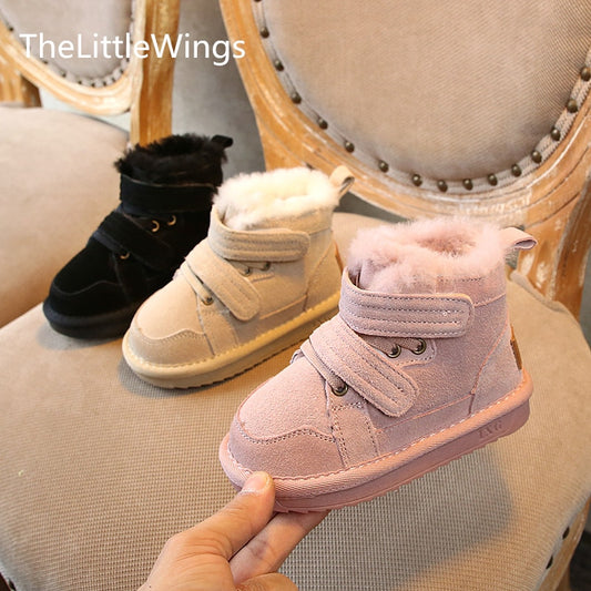Winter Girls'Snow Boots 2020 New Warm Skid-proof Boys' Cotton Shoes 1-15 Years Old Children's School genuine leather suede Boots eprolo