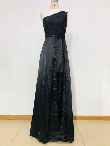 Elegant Floor-Length Evening Dress - High Waist Party Gown for Women - Shello's Creative Boutique