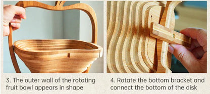 Folding Fruit Basket Creative Fashion Crafts Fruit Storage Basket Wooden Layer Tripod Bowl Outdoor Camping Supplies - Shello's Creative Boutique