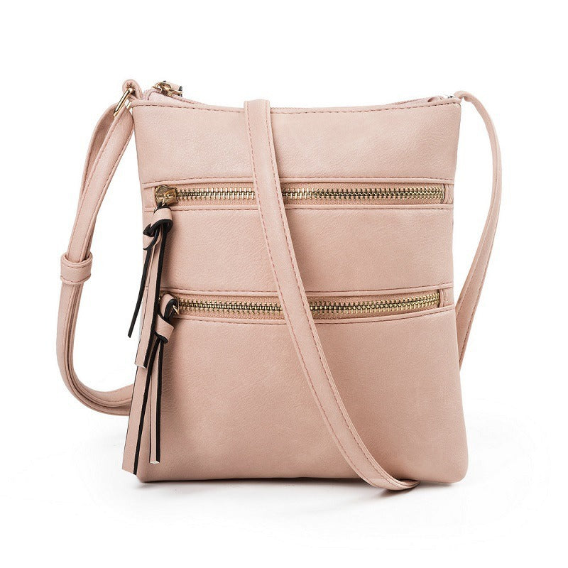 Leisure multifunctional pocket with double zipper vertical women's bag single shoulder bag crossbody bag Shello Creative Boutique