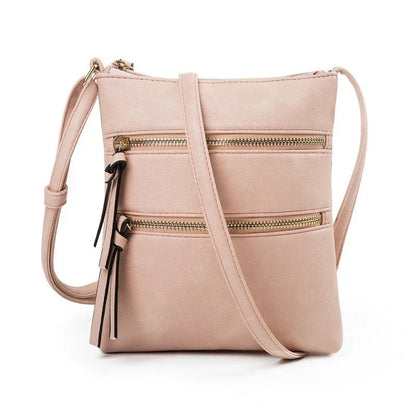 Leisure multifunctional pocket with double zipper vertical women's bag single shoulder bag crossbody bag - Shello's Creative Boutique