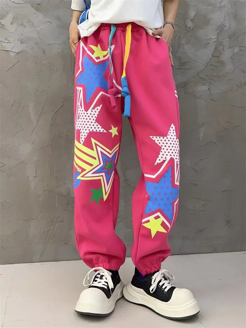 Hoodie women's long and fashionable cartoon graffiti print loose casual round neck autumn outfit set - Shello's Creative Boutique