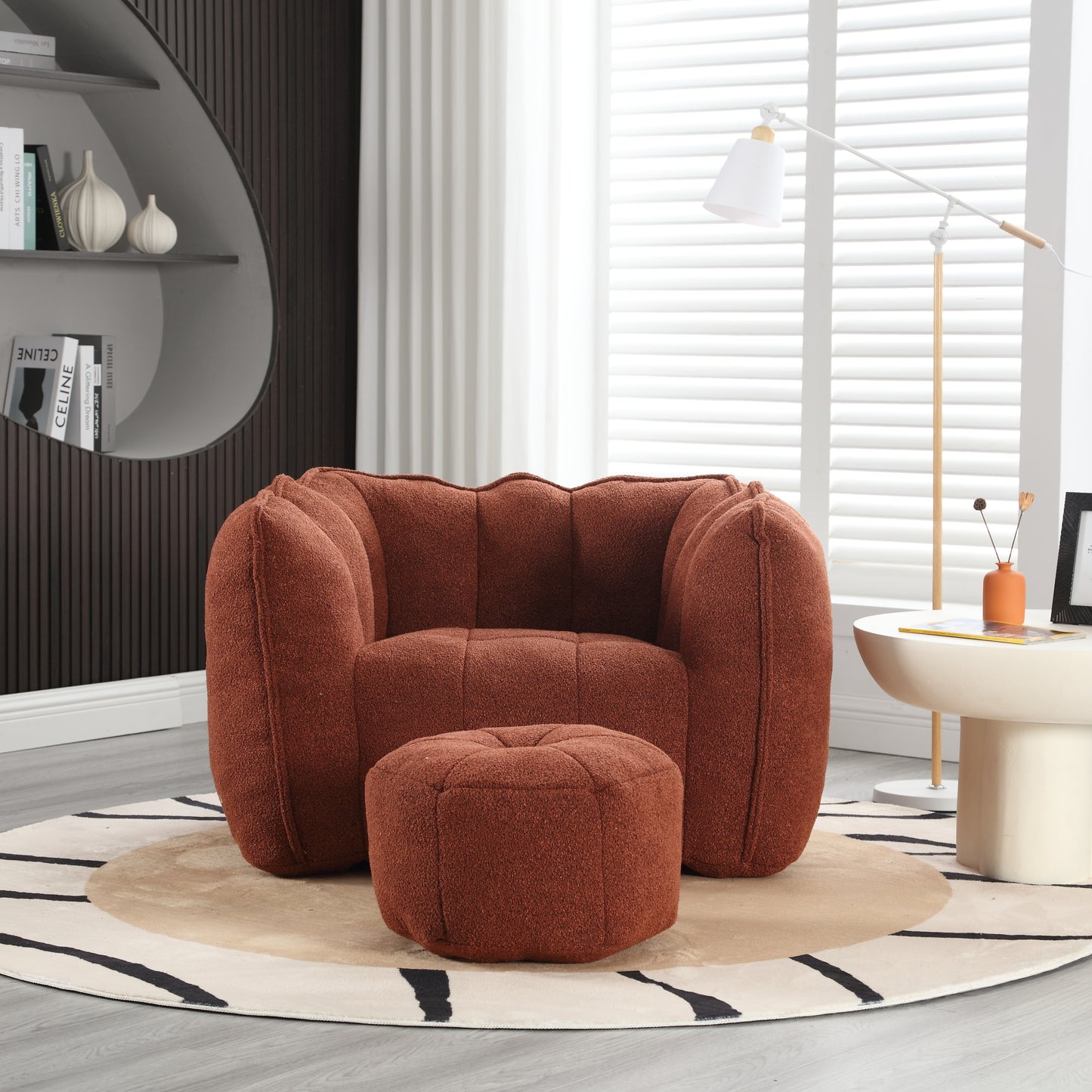 Soft Bean Bag Chair with High Resilient Foam(Chips)for living room and bedroom Comfortable Square Lazy Sofa with  Footstool eprolo