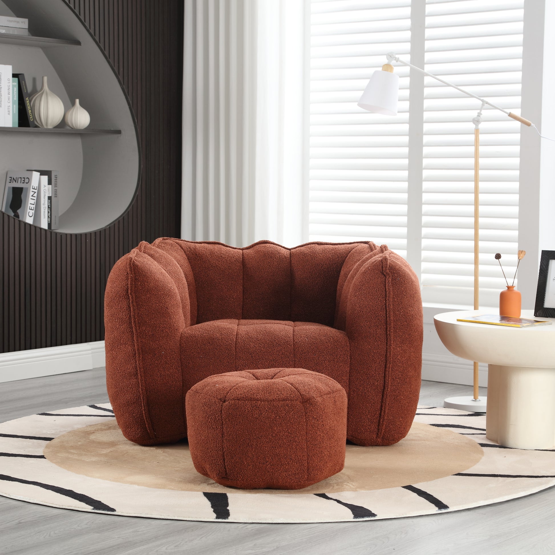 Soft Bean Bag Chair with High Resilient Foam(Chips)for living room and bedroom Comfortable Square Lazy Sofa with  Footstool eprolo
