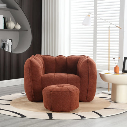 Soft Bean Bag Chair with High Resilient Foam with Footstool - Shello's Creative Boutique