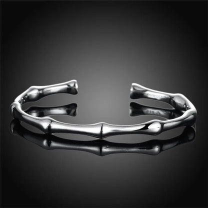 New Romantic Bracelet & Bangles for Women 925 Silver Hot Bamboo Joint Opening Cuff Bracelet Fashion Women Bangles Jewelry - Shello's Creative Boutique