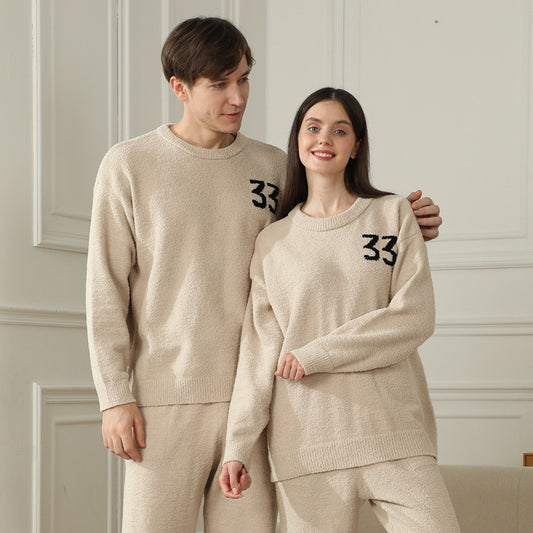Autumn and Winter Half Fleece Couple's Home Clothes Set Head Style Multi Color Optional Plush Set Sleepwear eprolo