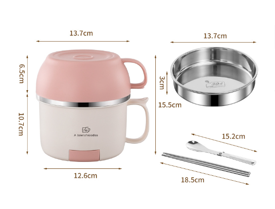 Anti-scalding 304 stainless steel lunch box instant noodle bowl with lid and handle lunch box eprolo