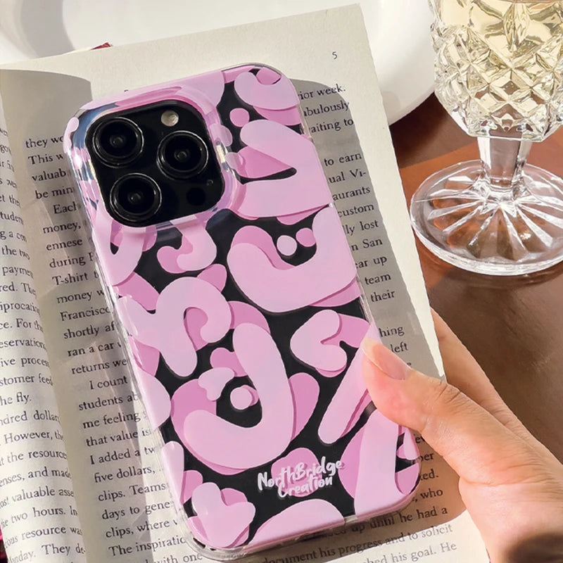 Original Graffiti Ornaments Phone Case Cute Pink TransparentSoft Silicone Phone Case For iPhone 15 14 13 12  Pro Max Cover eprolo