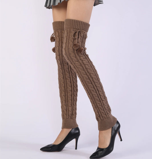 65cm Women's Long Leg Warmers Thickened Over Knee Warm Boot Cover Lolita Knitted Crochet Socks Boot Cuffs Pile Socks Party Dance eprolo