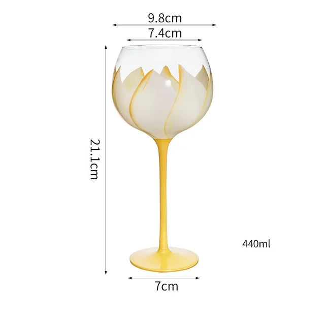 1 Piece Hand Painted Glass Goblet Cup Creative Red Wine Glasses Cup Flower Painted Stemware for Wedding Party Events eprolo