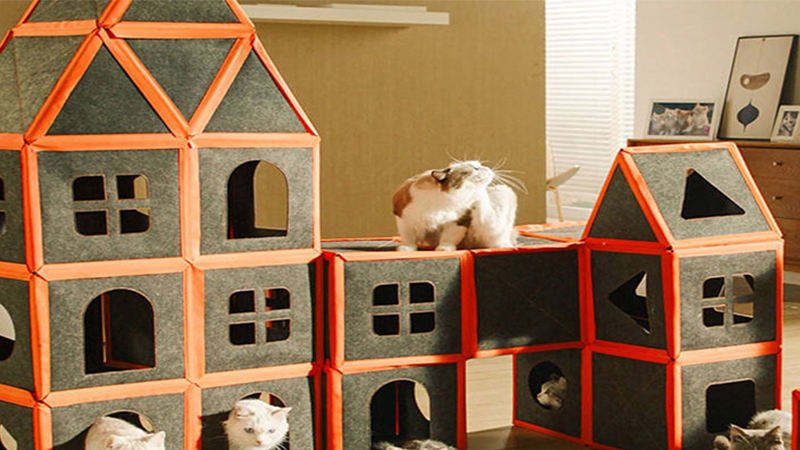Cardboard Cat House Scratcher Breathable Pet Foldable Cat Toys And House For Cats eprolo