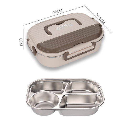 Microwaveable portable 304 stainless steel heat preservation rectangular lunch box fresh lunch box eprolo
