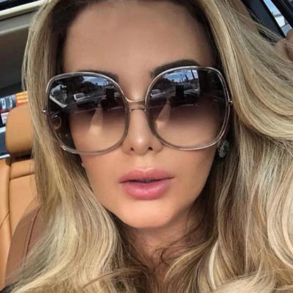 New Round Frame Sunglasses Women Retro Brand Designer Brown Black Oversized Lady Sun Glasses - Shello's Creative Boutique