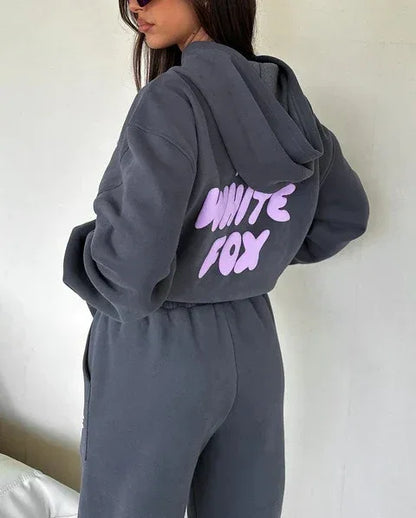 Autumn and winter new hoodie set with fashionable sports logo, long sleeved pullover hoodie two-piece set - Shello's Creative Boutique