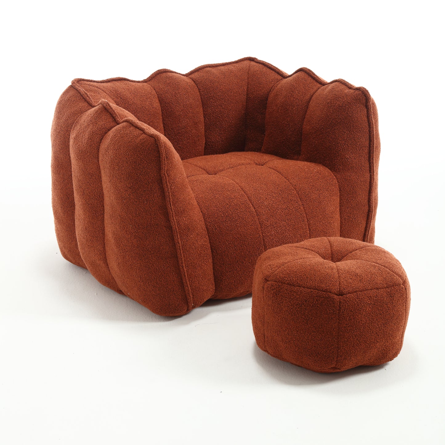 Soft Bean Bag Chair with High Resilient Foam(Chips)for living room and bedroom Comfortable Square Lazy Sofa with  Footstool eprolo