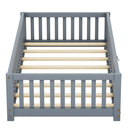 Twin Size Floor Bed with Safety Guardrails & Door – Secure, Stylish, and Fun - Shello's Creative Boutique