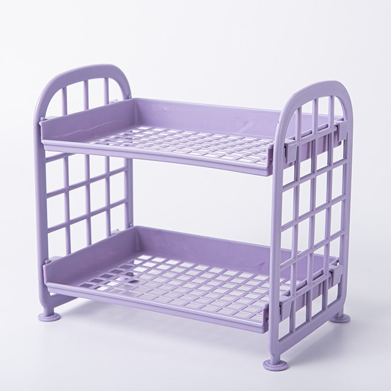 Double Storage Rack Kitchen Small Shelf Desktop Storage Rack Bathroom Sink Plastic Organizing Rack eprolo