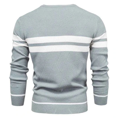New Autumn Pullover Men's O-neck Patchwork Long Sleeve Warm Slim Sweaters Casual Fashion Sweater