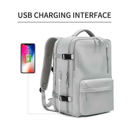 Waterproof Leather Laptop Backpack - 18 Inch Vintage Unisex School Bag for Men with USB Port - Shello's Creative Boutique