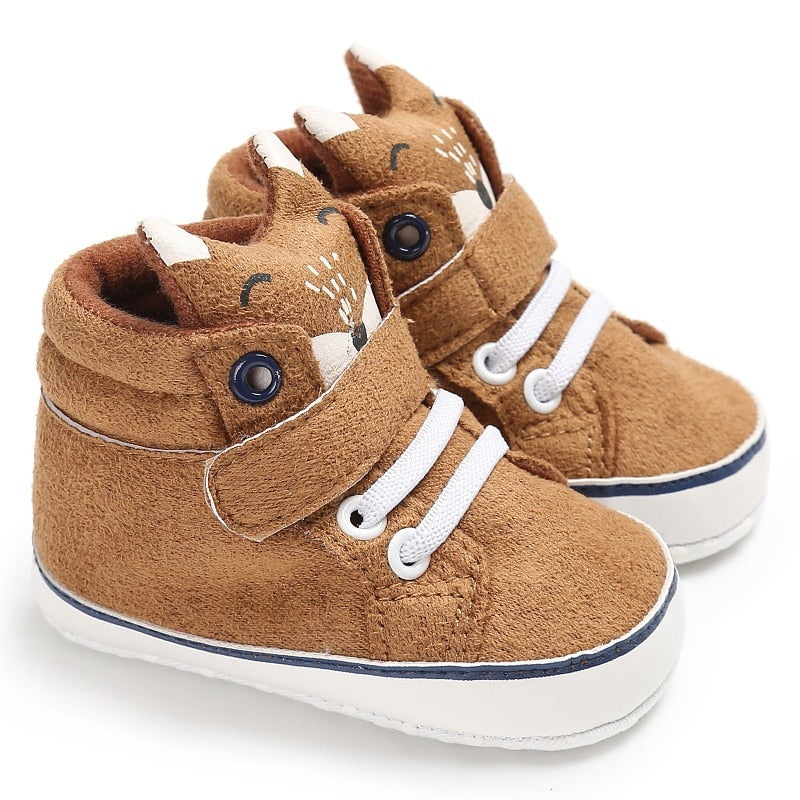Baby Autumn Shoes Kid Boy Girl Fox Head Lace Cotton Cloth First Walker Anti-slip Soft Sole Toddler Sneaker 1 Pair eprolo