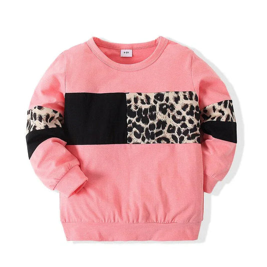 Sports children's clothing spring new boys and girls long-sleeved leopard print T-shirt casual two-piece suit - Shello's Creative Boutique
