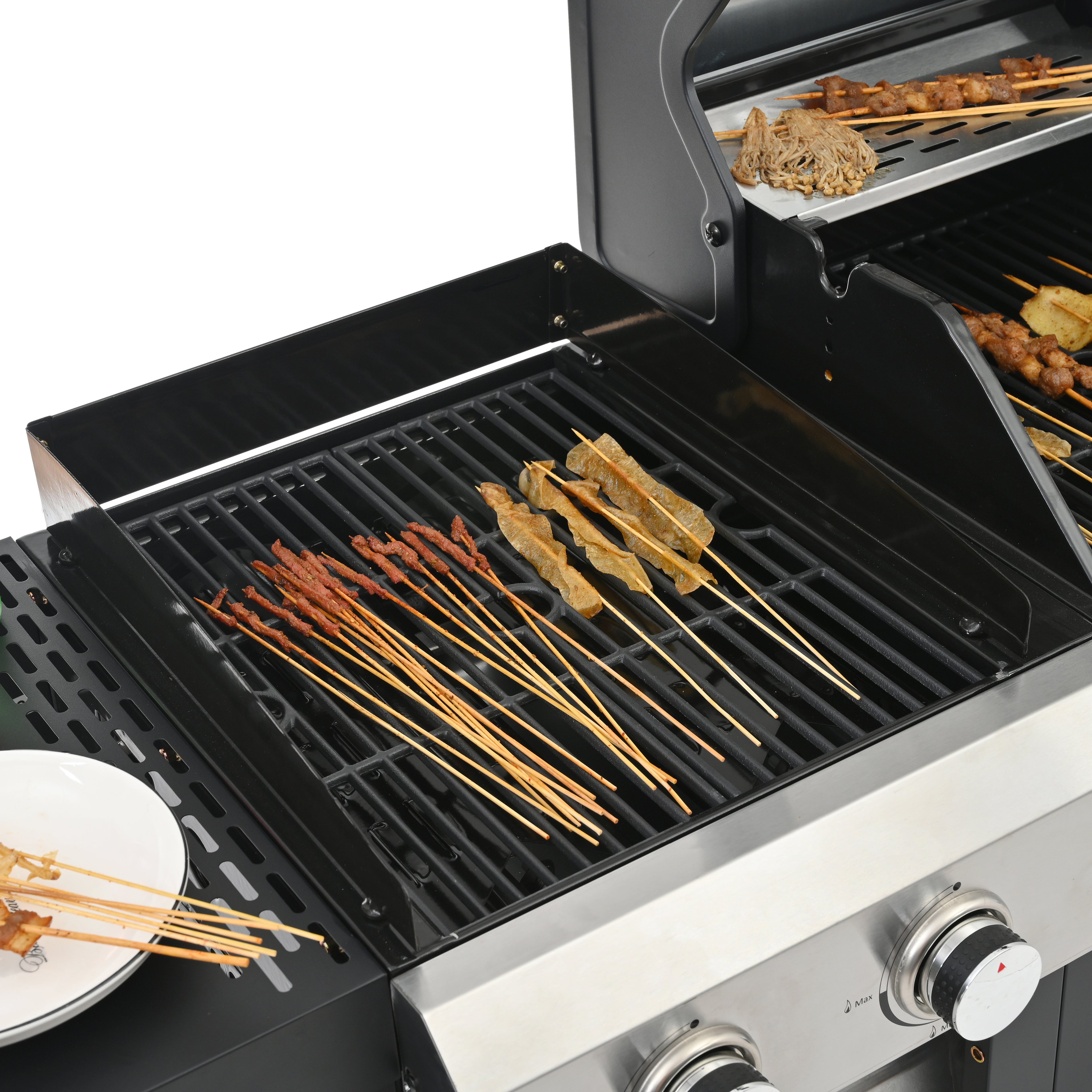 2+2 multifunctional gas barbecue grill and covered grill combination for outdoor cooking - barbecue, barbecue, pizza. eprolo