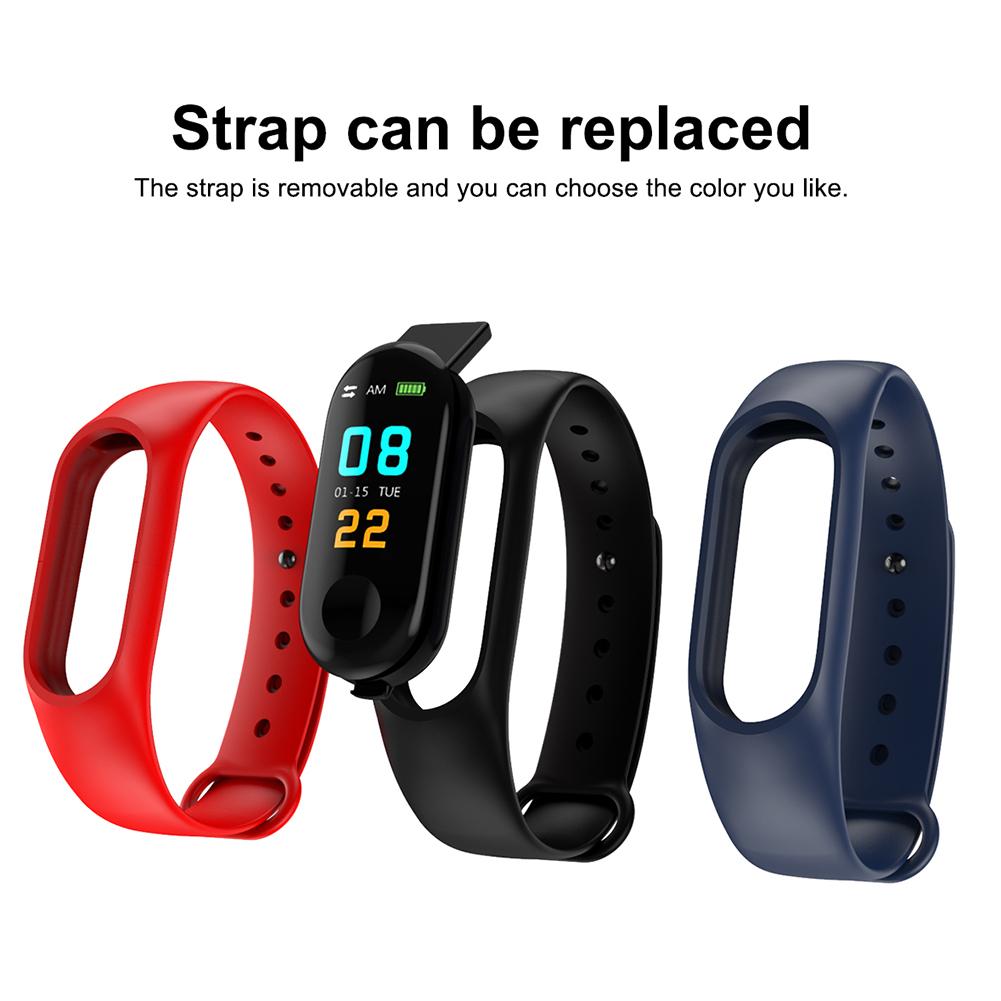 M3 Color Screen Smart Bracelet Motion Heart Rate Blood Pressure Monitoring Sleep Monitoring Waterproof Information Push eprolo