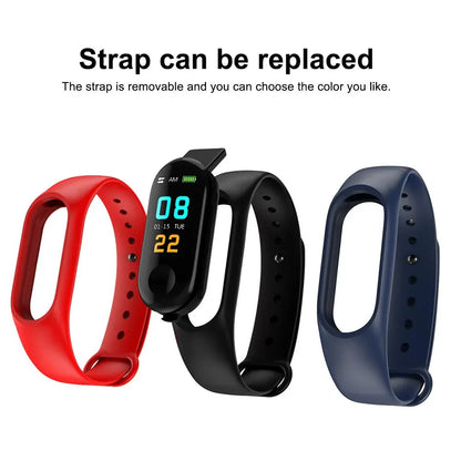 M3 Color Screen Smart Bracelet Motion Heart Rate Blood Pressure Monitoring Sleep Monitoring Waterproof - Shello's Creative Boutique