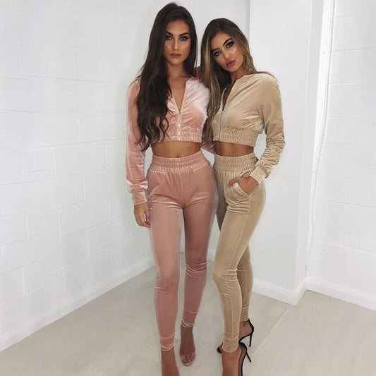 Fuedage Autumn Winter Two Pieces Set Hoodie Top And Pant Tracksuit Women Set Elastic Waist Leisure 2 Piece Set Women Outfits - Shello's Creative Boutique