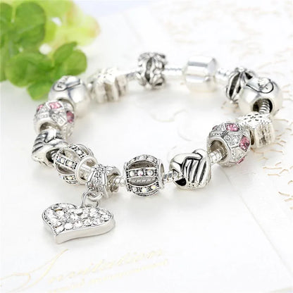 Women Bracelet 925 Unique Silver Crystal Charm Bracelet for Women DIY Beads Bracelets & Bangles Jewelry - Shello's Creative Boutique