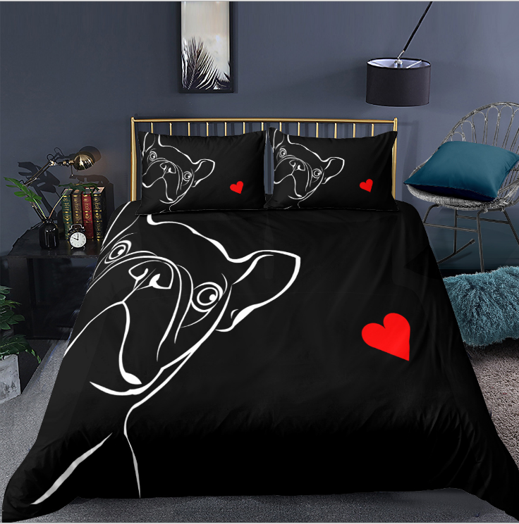 3D animal dog three piece bedding sheet quilt cover pillow case home textile eprolo