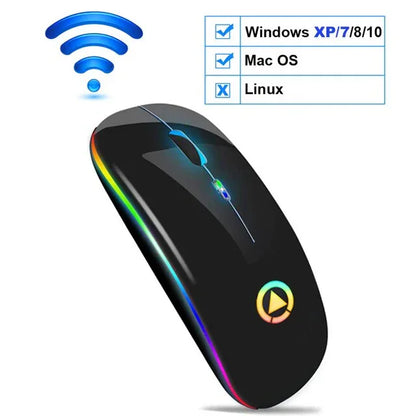 Wireless Mouse Bluetooth RGB Rechargeable Computer Silent Mause LED Backlit Ergonomic Gaming Mouse For PC Laptop - Shello's Creative Boutique