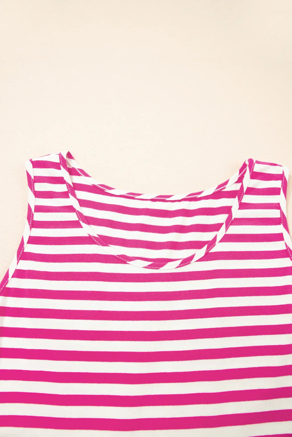 Rose Stripe U Neck Sleeveless Loose Fit Mini Dress - Shello's Creative Boutique
